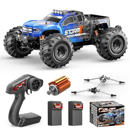 Cirmine RC Cars 1:14 All Terrain Off-Road RC Truck, 4WD Fast Remote Control Car 40 KM/H, 4X4 Waterproof Monster Truck with 2×1300mAh Batteries, Metal
