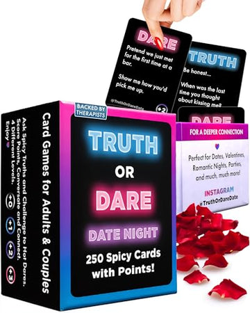 Truth Or Dare Date Night Couples Card Games for Adults with 250 Cards + Spicy Point System | Perfect for Romantic Date Night & Connection