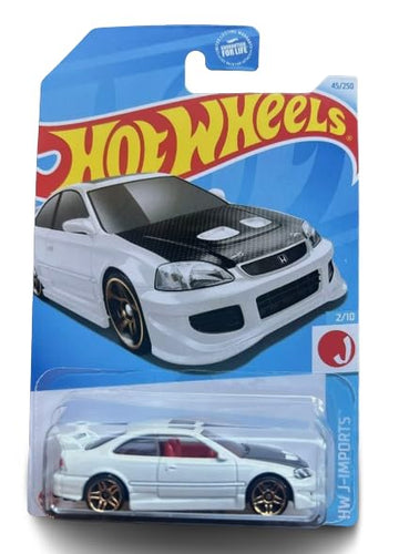Hot Wheels Honda Civic Si, 1:64 Scale, White, J-Imports Series 2/10
