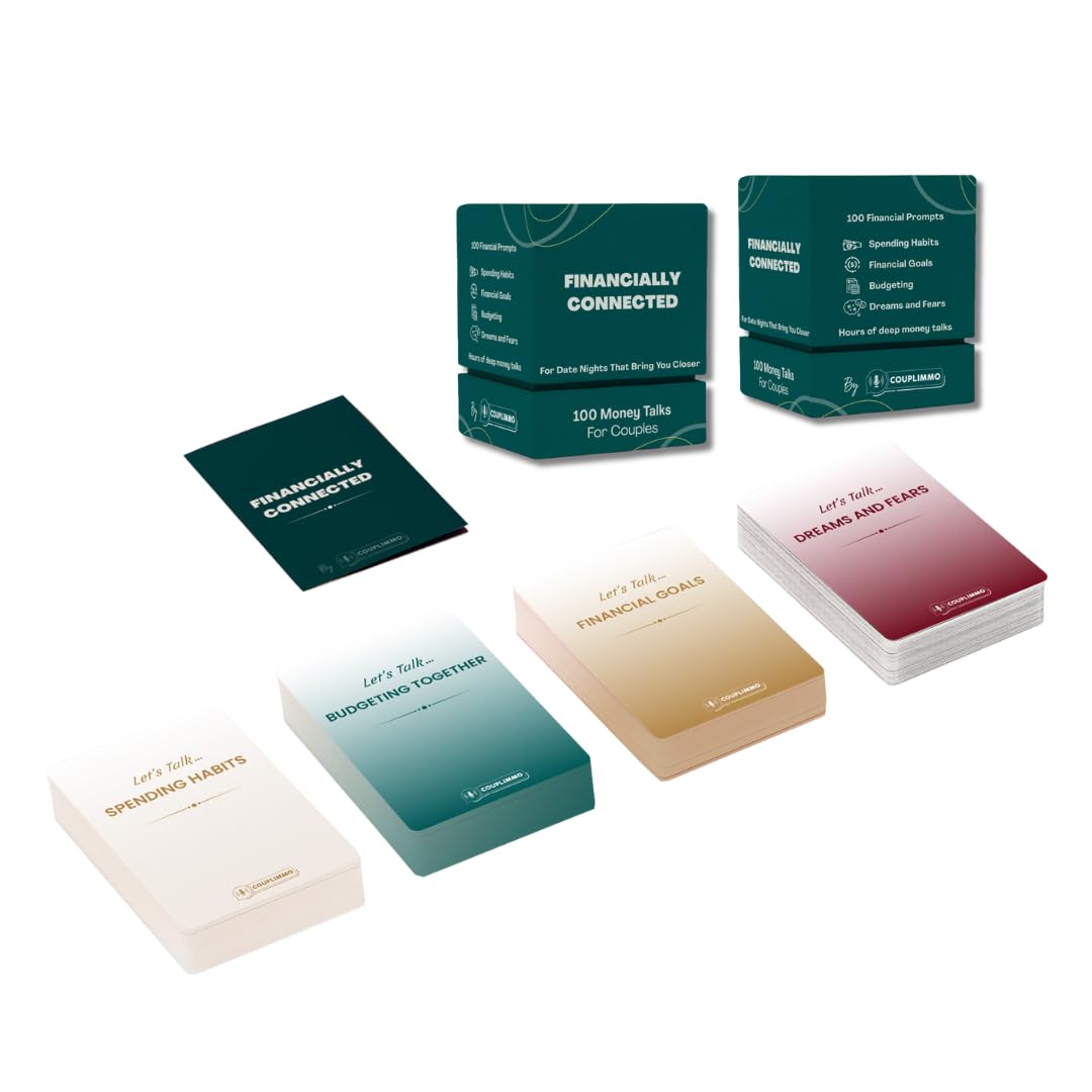 Couplimmo Financially Connected: Financial Conversation Starter Card Game for Couples | Engaging Date Night Game | Interactive Card Game | Newlyweds