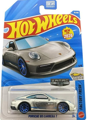 Hot Wheels Porsche Carrera T ZAMAC [Silver] Factory Fresh 1/5, 15/250, New for 2026! 1:64 Scale Diecast Toy Vehicle