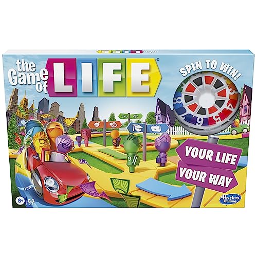 The Game of Life Board Game, Family Games for Kids Ages 8 and Up, Pegs Come in 6 Colors, Family Board Games for 2 to 4 Players