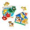 Melissa & Doug Wooden Jumbo Peg Puzzle 2-Pack - Fish Bowl, House Pets, 3-Piece for Toddlers Boys and Girls, Ages 1+ Years
