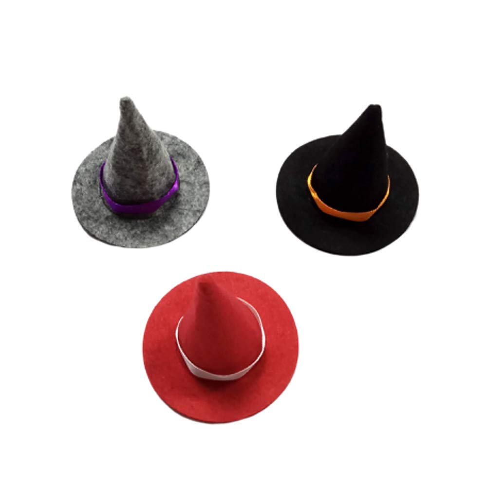 Amosfun 3pcs Halloween Wine Witch Hat Mini Felt Witch Hat Bottle Topper Caps For Halloween Party Table Decoration Miniature Work Diy Craft
