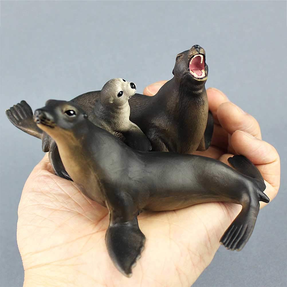 Toyvian 3pcs Sea Lion Model Plastic Sea Lion Model Marine Organism Decorations