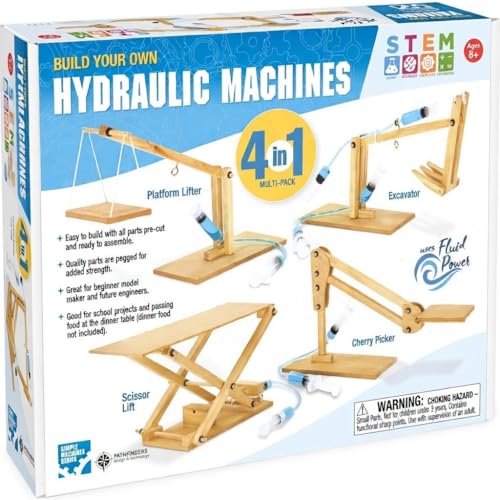 PATHFINDERS STEM Kit- Hydraulics 4-in-1- Build 4 Hydraulic Machines | Engineering Model Kit for Kids 8+ | Educational Science Toy | Learn Physics