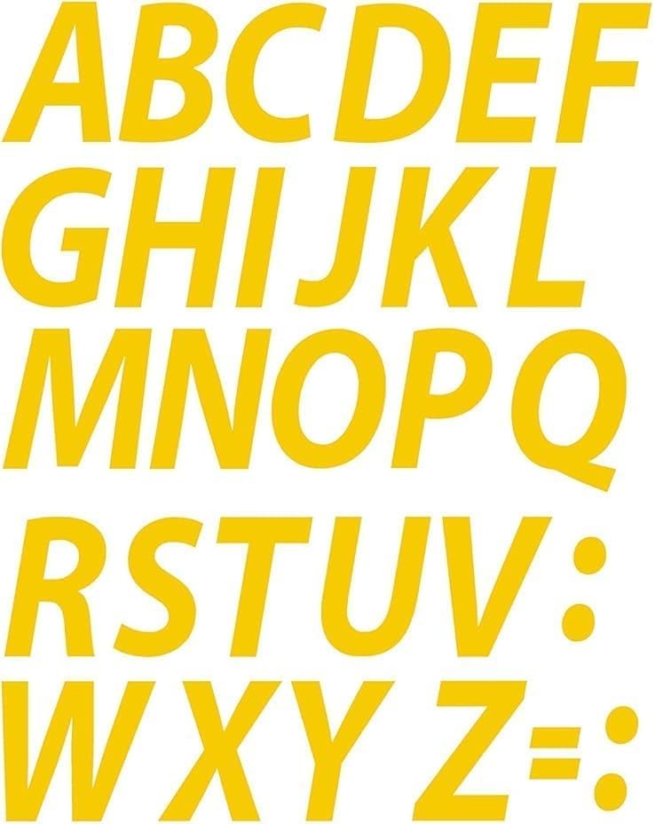 A - Z Yellow Alphabet Letters Stickers Vinyl Decals (X2 Sets) Choose Size from 1/2" to 12" (V610YellowItal) (1" Tall)