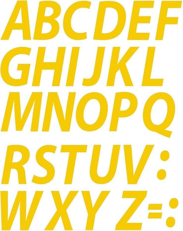 A - Z Yellow Alphabet Letters Stickers Vinyl Decals (X2 Sets) Choose Size from 1/2" to 12" (V610YellowItal) (1" Tall)