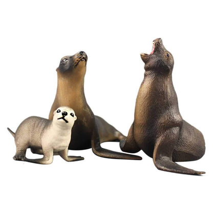 Toyvian 3pcs Sea Lion Model Plastic Sea Lion Model Marine Organism Decorations