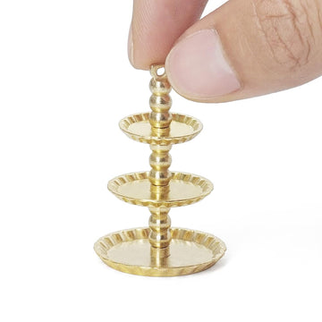 Odoria 1/12 Miniature 3-Tier Cake Stand Dollhouse Decoration Accessories, Gold
