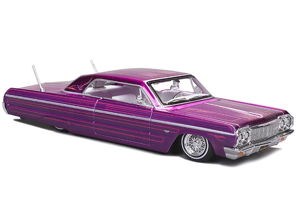 1964 SS Lowrider Candy Purple with Graphics and White Interior Lowriders Series 1/26 Diecast Model Car 32547-PUR