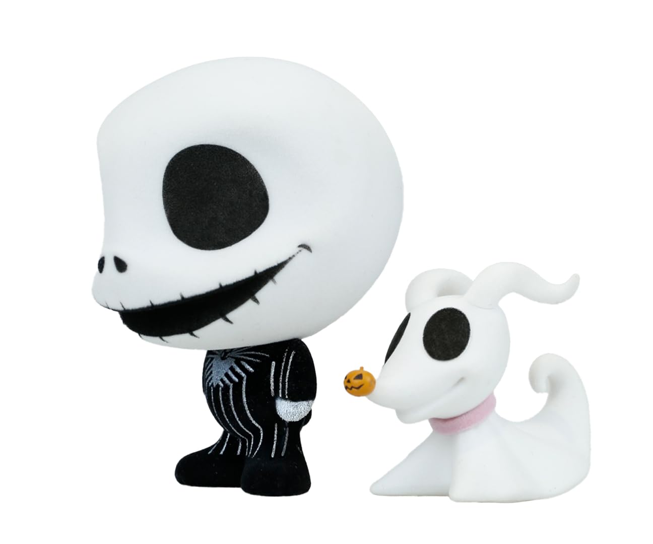 Collectible Disney: Nightmare Before Christmas Jack with Zero Flocked 4” Bhunny Stylized PVC Figure