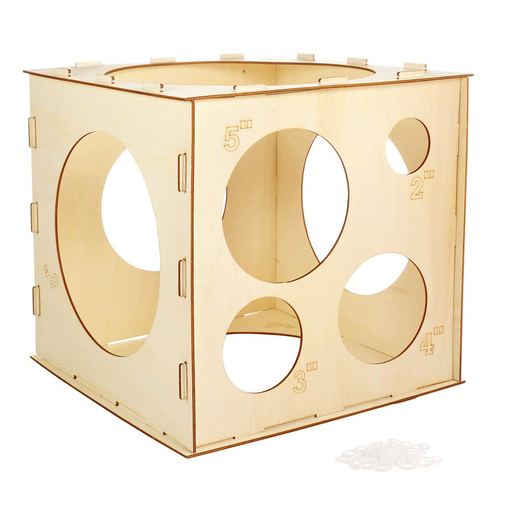 Auihiay 2-10 Inch Collapsible Wood Balloon Sizer Box Cube (9 Holes)