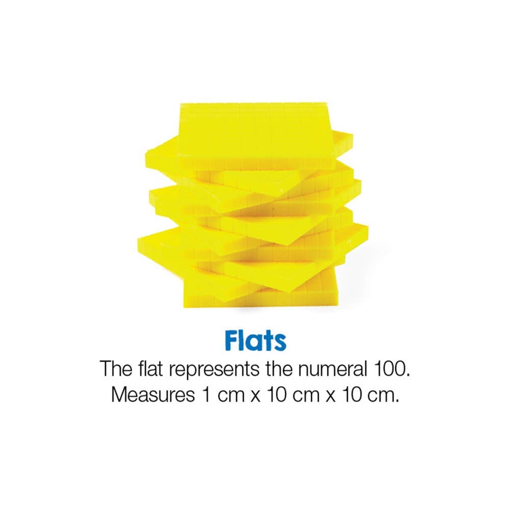 hand2mind Yellow Plastic Base Ten Blocks Flats Set, Place Value Blocks, Counting Cubes for Kids Math, Base Ten Blocks Classroom Set, Math Blocks