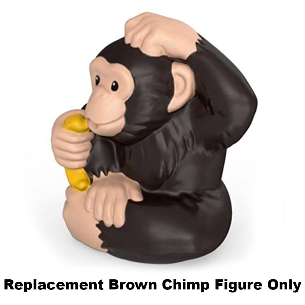 Replacement Part for Fisher-Price Little People Zoo Safari Playset BDY75 - Replacement Brown Chimpanzee Figure Holding a Banana and Scratching His