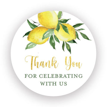 2-Inch Round - Lemon Favor Stickers - Set of 40 (Thank You for Celebrating)
