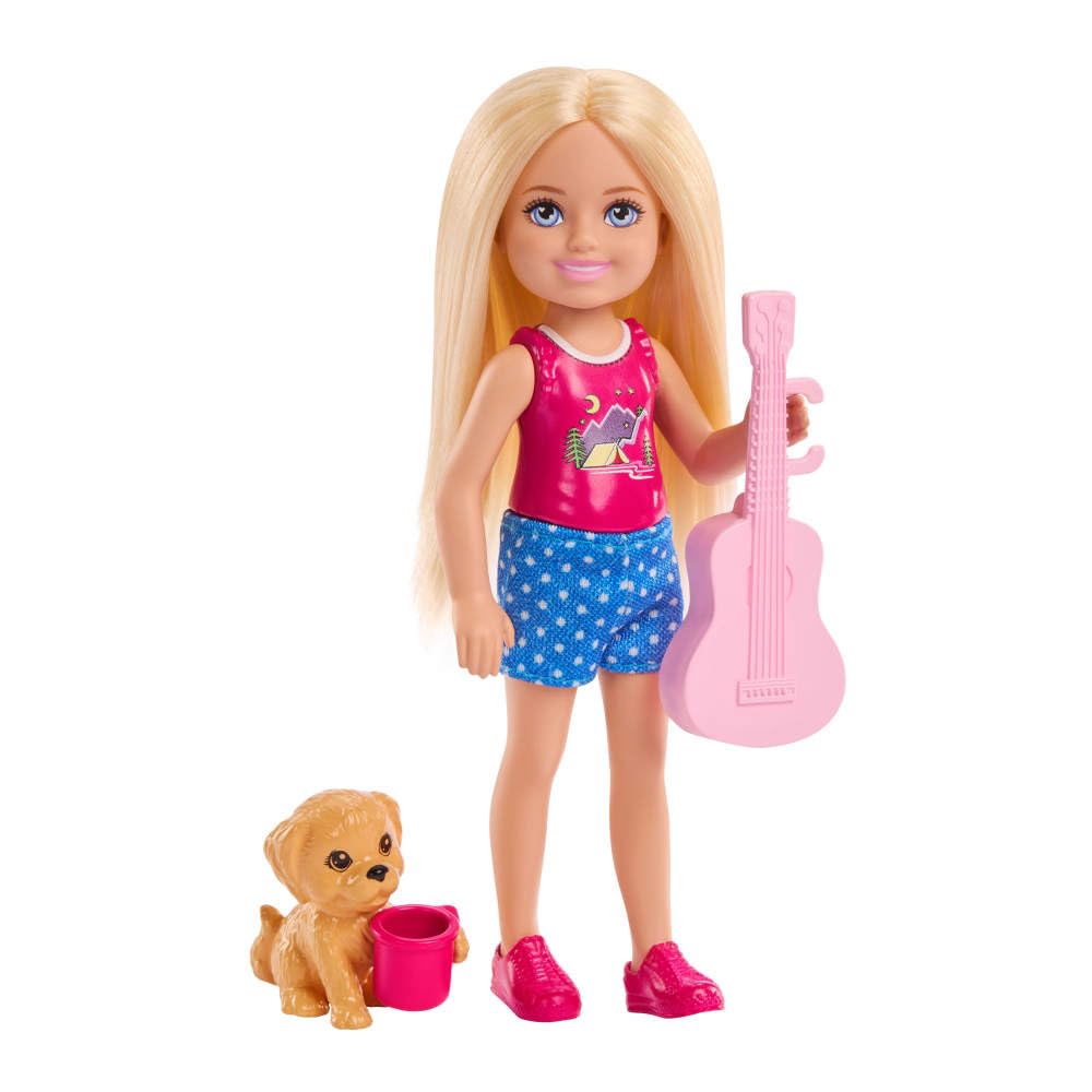 Barbie Chelsea Outdoor Adventures Playset, Family & Friends Set with Small Blonde Doll, Pet Puppy & 5+ Camping Accessories