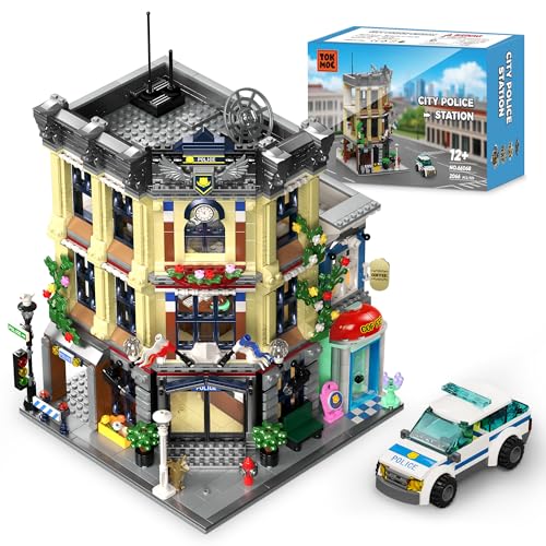 AsmrCap City Police Station Building Set for Boys, Police Station Toy with Police Car, Four-Floor Police Station with Office, Interrogation Room