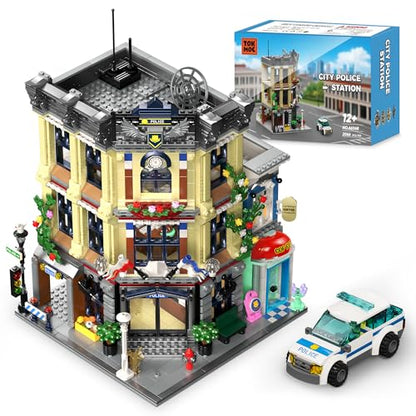 AsmrCap City Police Station Building Set for Boys, Police Station Toy with Police Car, Four-Floor Police Station with Office, Interrogation Room