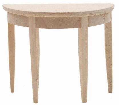 Dollhouse Miniature Half Round Side Table (Unfinished)