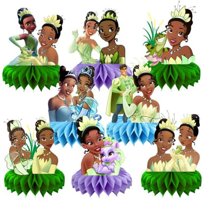 8Pcs Princess Frog Table Centerpieces Birthday Party Supplies Double Side Table Decorations for Tiana Party Decorations