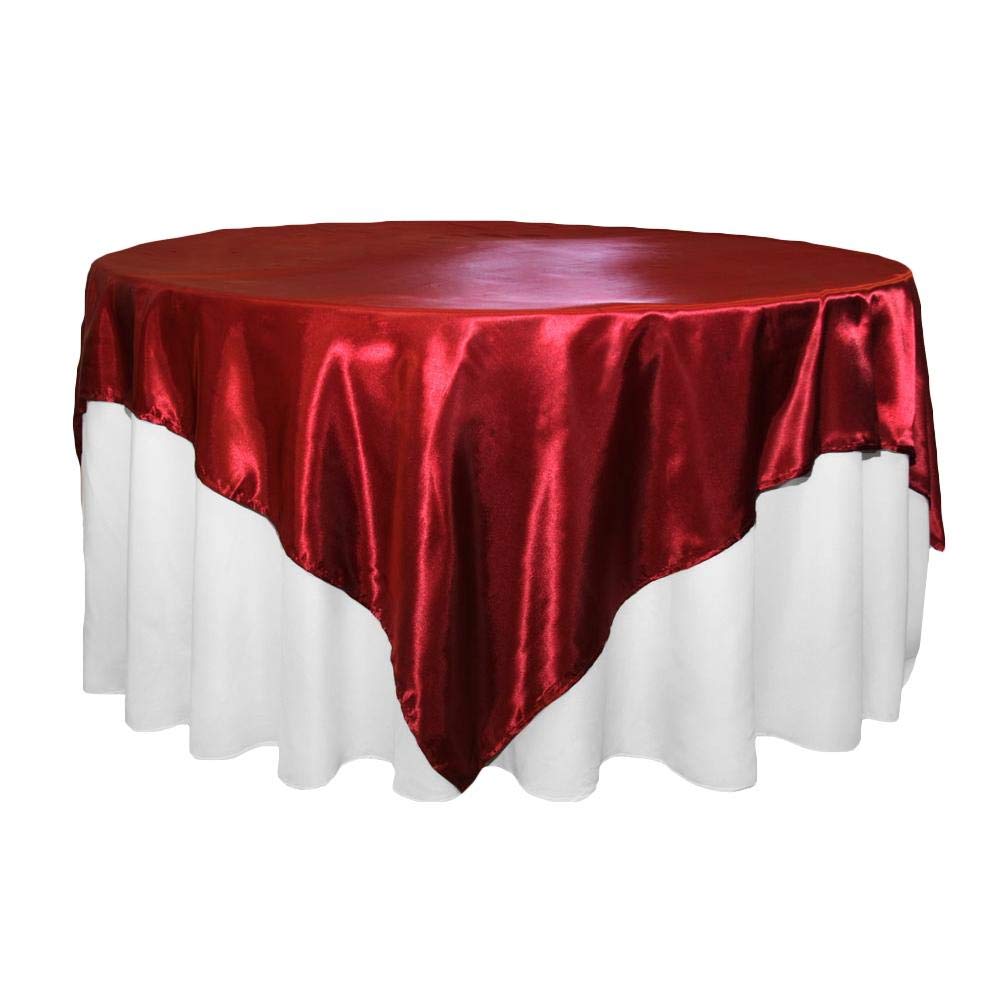 Apple Red Square Satin Table Overlay - 72" (Pack Of 1) - Perfect For Events & Home Decoration