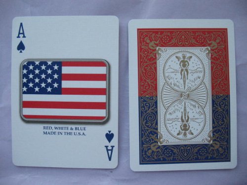 USPC Bicycle Red, White and Blue Series 2 with Rectangle Patch Design Playing Cards