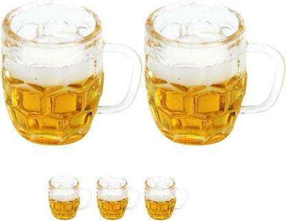 5Pcs Mini Beer Cups, Realistic Resin Barware for DIY Miniature Crafts, Miniature Beer Mugs Compatible with 1:12 Scale