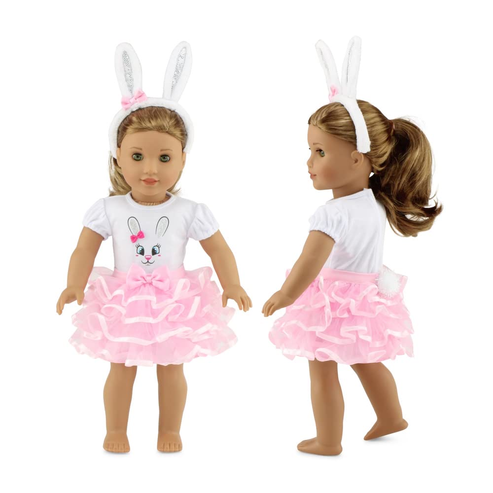 Emily Rose 18 Inch Doll Clothes 3-PC Pink Bunny Clothing & Accessories Outfit, Includes Bunny Ears Headband | Perfect Halloween Costume for 18" Dolls