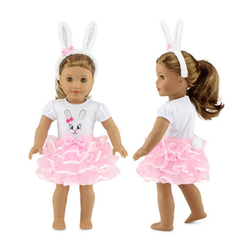 Emily Rose 18 Inch Doll Clothes 3-PC Pink Bunny Clothing & Accessories Outfit, Includes Bunny Ears Headband | Perfect Halloween Costume for 18" Dolls