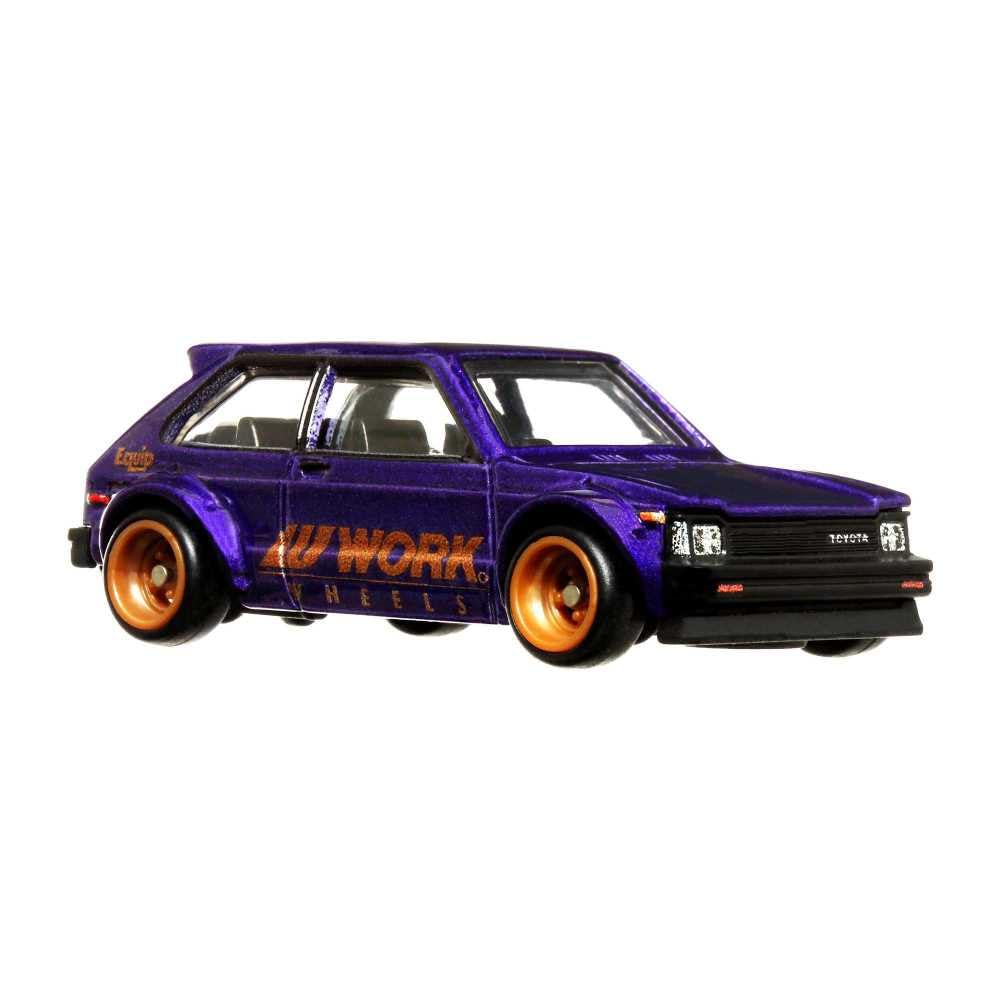 Hot Wheels Car Culture Circuit Legends Vehicles for 3 Kids Years Old & Up, 81 Toyota Starlet Kp61, Premium Collection of Car Culture 1:64 Scale