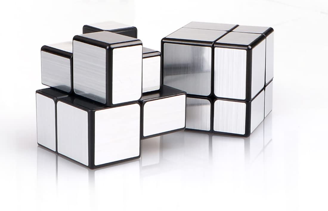 Mirror Speed Magic Cube 2X2 Puzzle 2x2x2 Speed Cube QiYi Toys 2x2 Speed Cube Magic Puzzle Cube for Children and Adults Silver