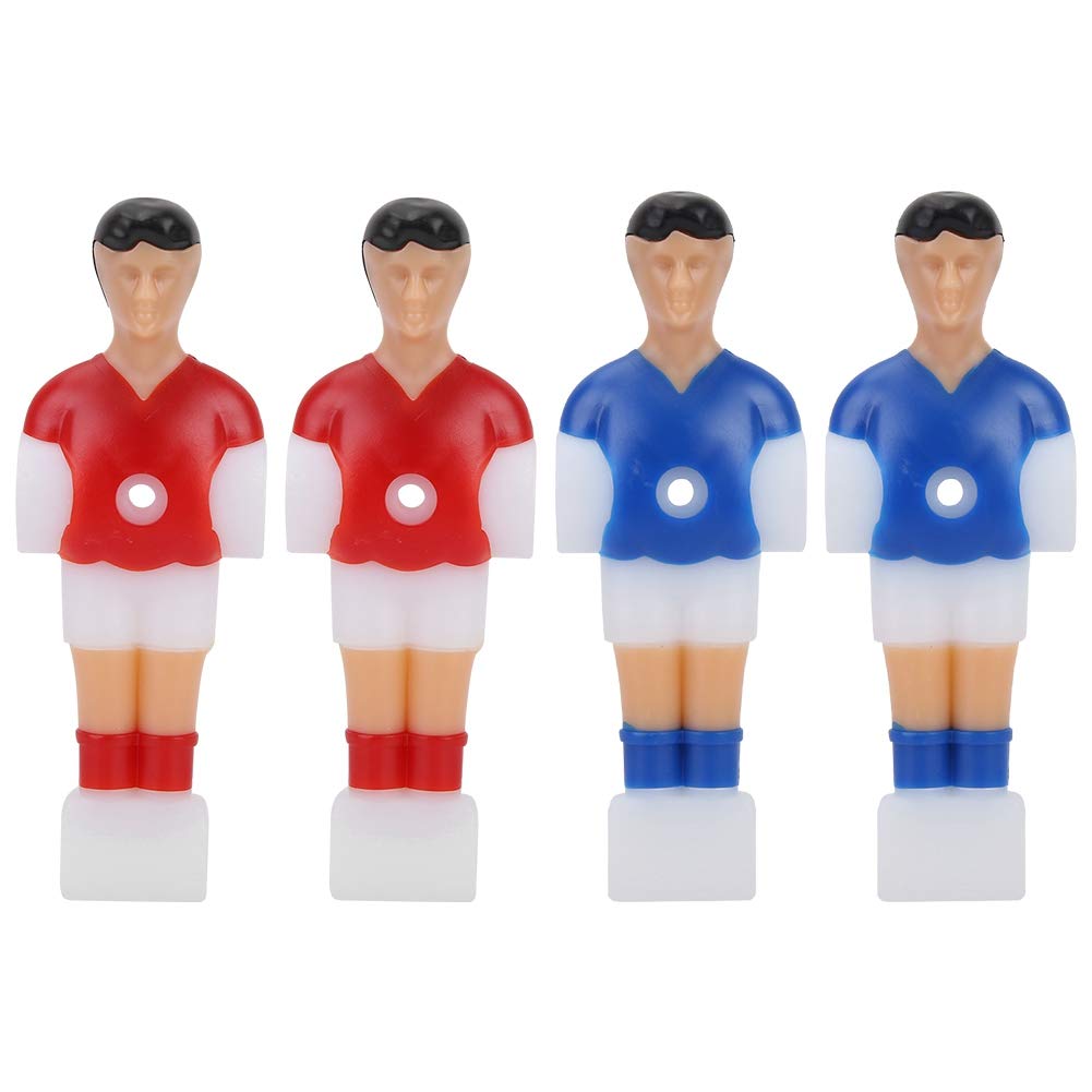 Fafeims Foosball Player Replacement Parts, 4 Pieces Plastic Soccer Men in Red and Blue, 4.13 x 1.44 x 0.16 inches, for Tournament Table Games