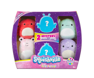 Squishville by Original Squishmallows Summer Squad - 2-Inch Anastasia, Aziza, Brenda, Suneetha, Carlito, & Carlos Plush - Toys for Kids