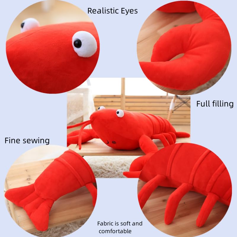 XIZHI Lobster Plush Stuffed Animal Toy Lobster Pillow Suitable for Christmas and Birthday with Huggable Gifts (Red-Small)
