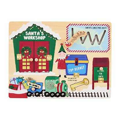 Mud Pie Kids Christmas Busy Board, Santa Workshop, 8 3/4" x 11 3/4"