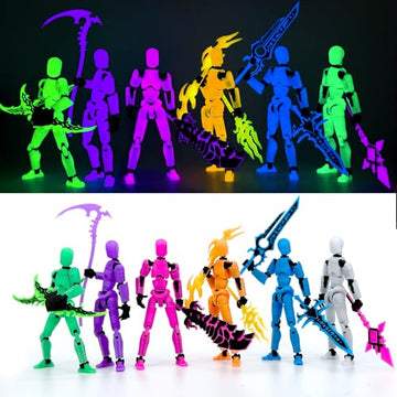 [6-PACK] Glowing Titan 13 Action Figure Set Already Assembled, Dummy 13 3D Printed Action Figures With Weapons Accessories T Lucky Robo 13 Nova 13