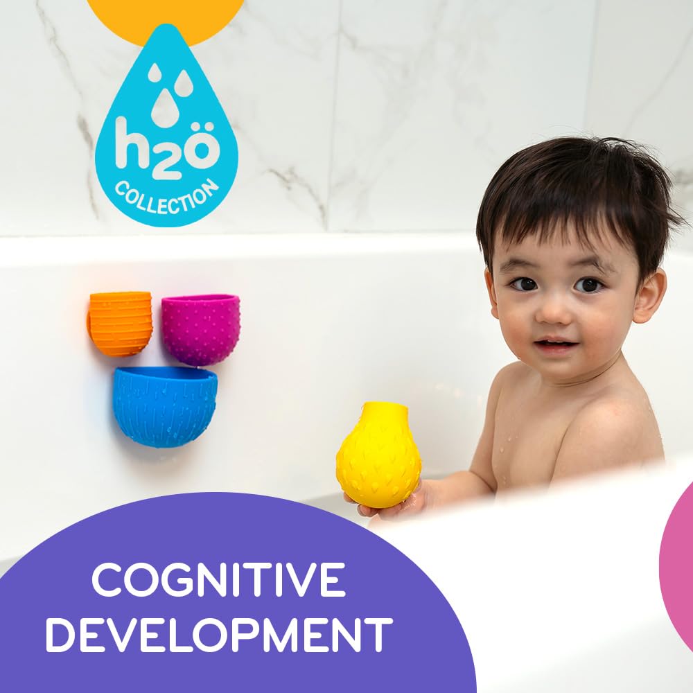Mobi Oomplz Water Toys - Baby Stacking Cups for Toddlers, Bath Cups, Pool and Tub Toys, Water Play for Babies and Kids, Non Toxic Food Grade Silicone