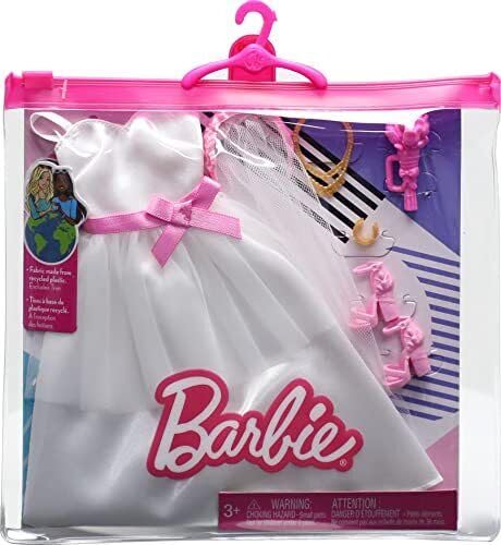 Barbie and Ken Bride and Groom Set of 2 Fashion Packs with Wedding Dress and Tuxedo Doll Outfits Bundle