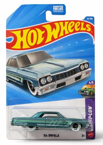 Hot Wheels '64 Impala [Blue] Layin' Low 4/5, 95/250, 1:64 Scale Diecast Toy Vehicle