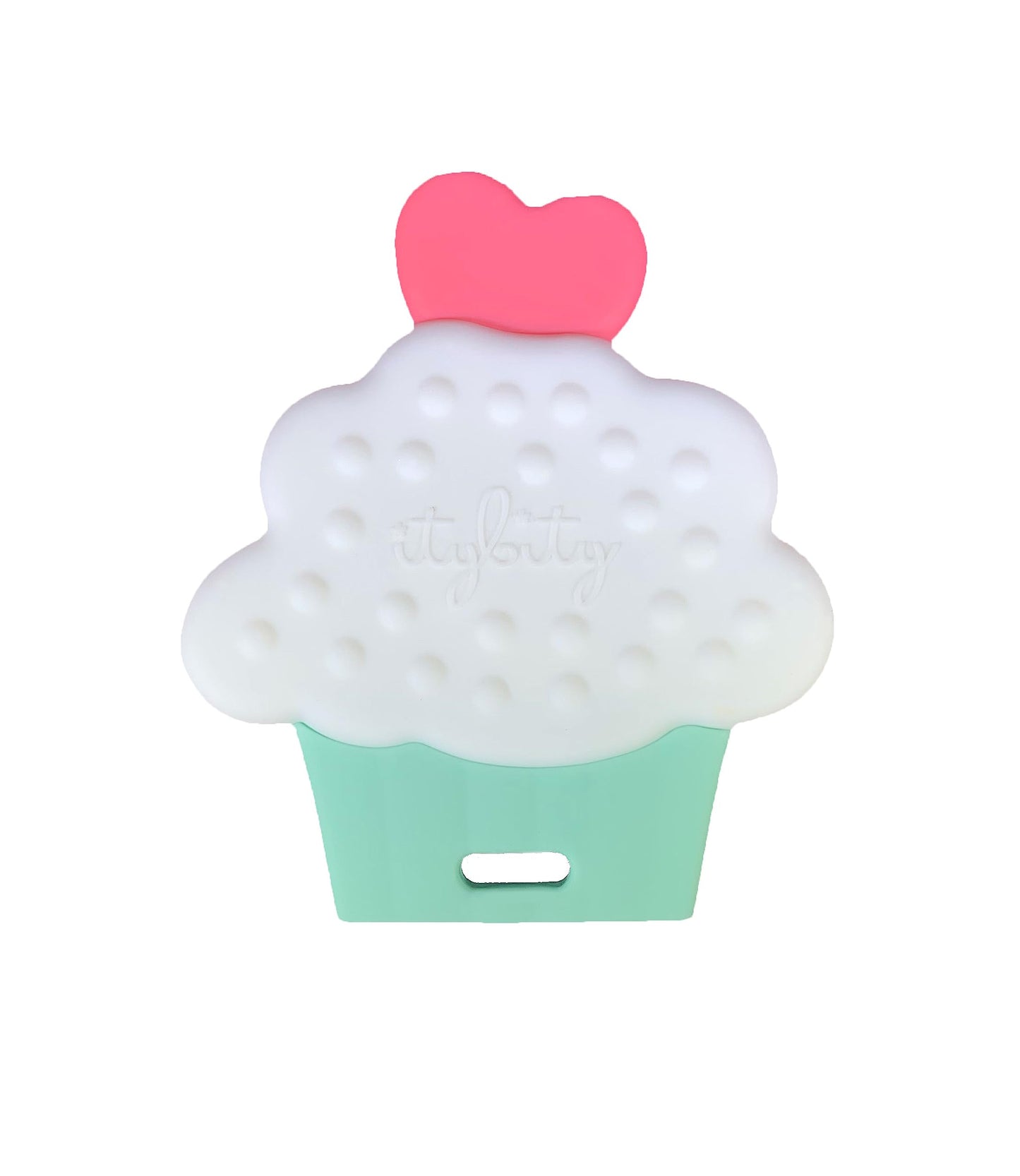 itybity Cupcake Baby Teether - Infant Teether with Easy-to-Hold Design and Textured Back Side to Massage and Soothe Sore, Swollen Gums