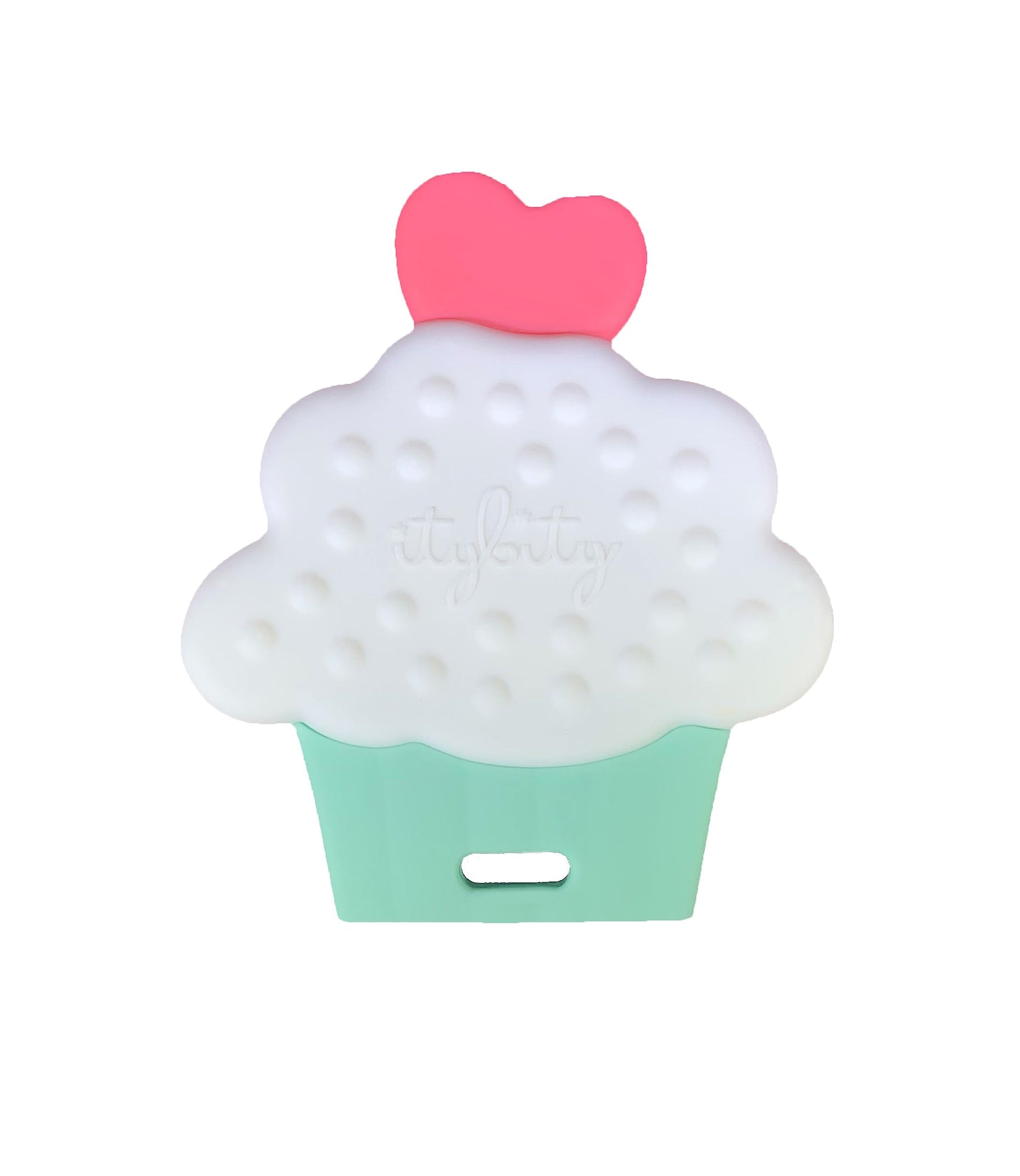 itybity Cupcake Baby Teether - Infant Teether with Easy-to-Hold Design and Textured Back Side to Massage and Soothe Sore, Swollen Gums