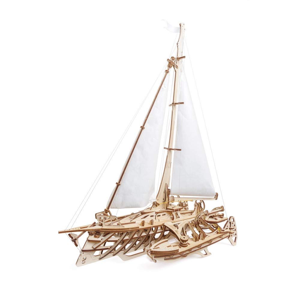 UGears Models 3-D Wooden Puzzle - Mechanical Trimaran Merihobus Sailboat