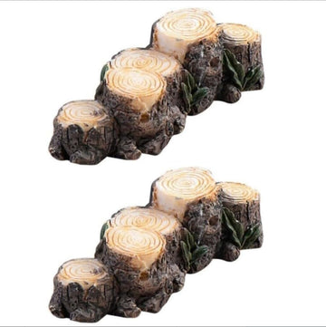 2 Pcs Miniature Resin Stump Micro Landscape Fairy Garden Ornament Mini Doll House Outdoor Landscape Decor Outdoor Statues, Decorative Gnomes for Home