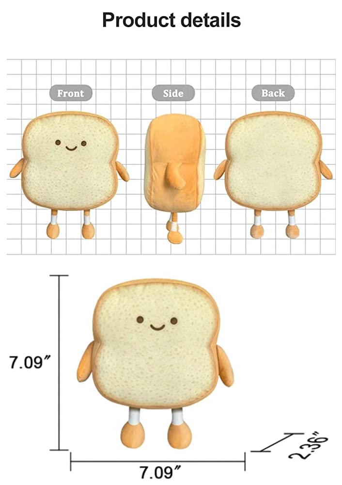 NatureMan Toast Bread Pillow,Funny Bread Shape Plush Toy Pillow, Small Cute Stuffed Plush Toast Sofa Pillow,Children's Adult Home Bedroom Decoration