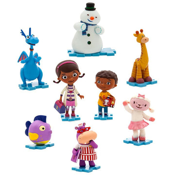 Disney Store Official Doc McStuffins Deluxe Figurine Play Set - 8 Fully Sculpted Disney Figures with Interlocking Bases - Includes Lambie, Donny