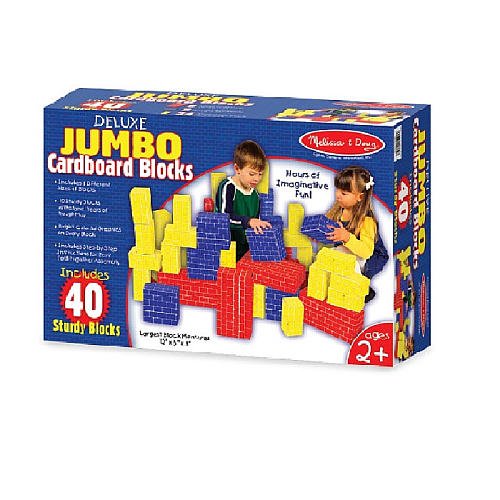 Melissa & Doug Jumbo Extra-Thick Cardboard Building Blocks - 40 Blocks in 3 Sizes