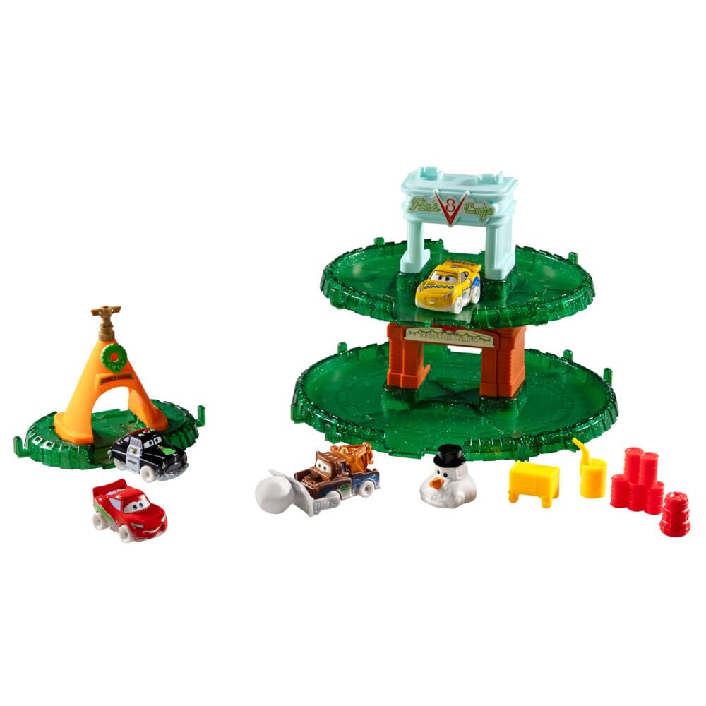 Mattel Disney and Pixar Cars Minis 2024 Advent Calendar with 24 Pieces, Surprises Include 4 Toy Mini Cars, Stackable Track & Storytelling Accessories
