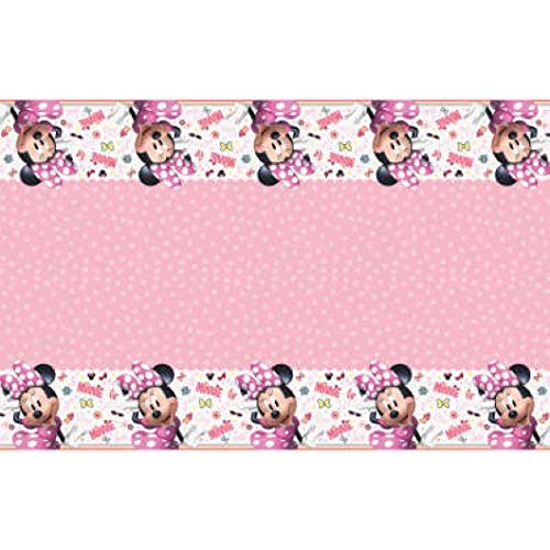 Pink Minnie Mouse Rectangular Plastic Tablecover - 1 Pc
