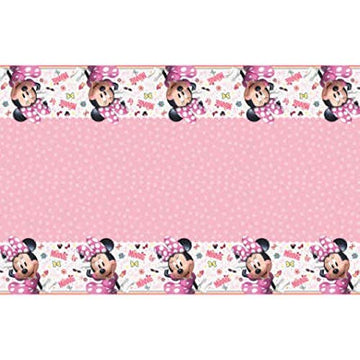 Pink Minnie Mouse Rectangular Plastic Tablecover - 1 Pc